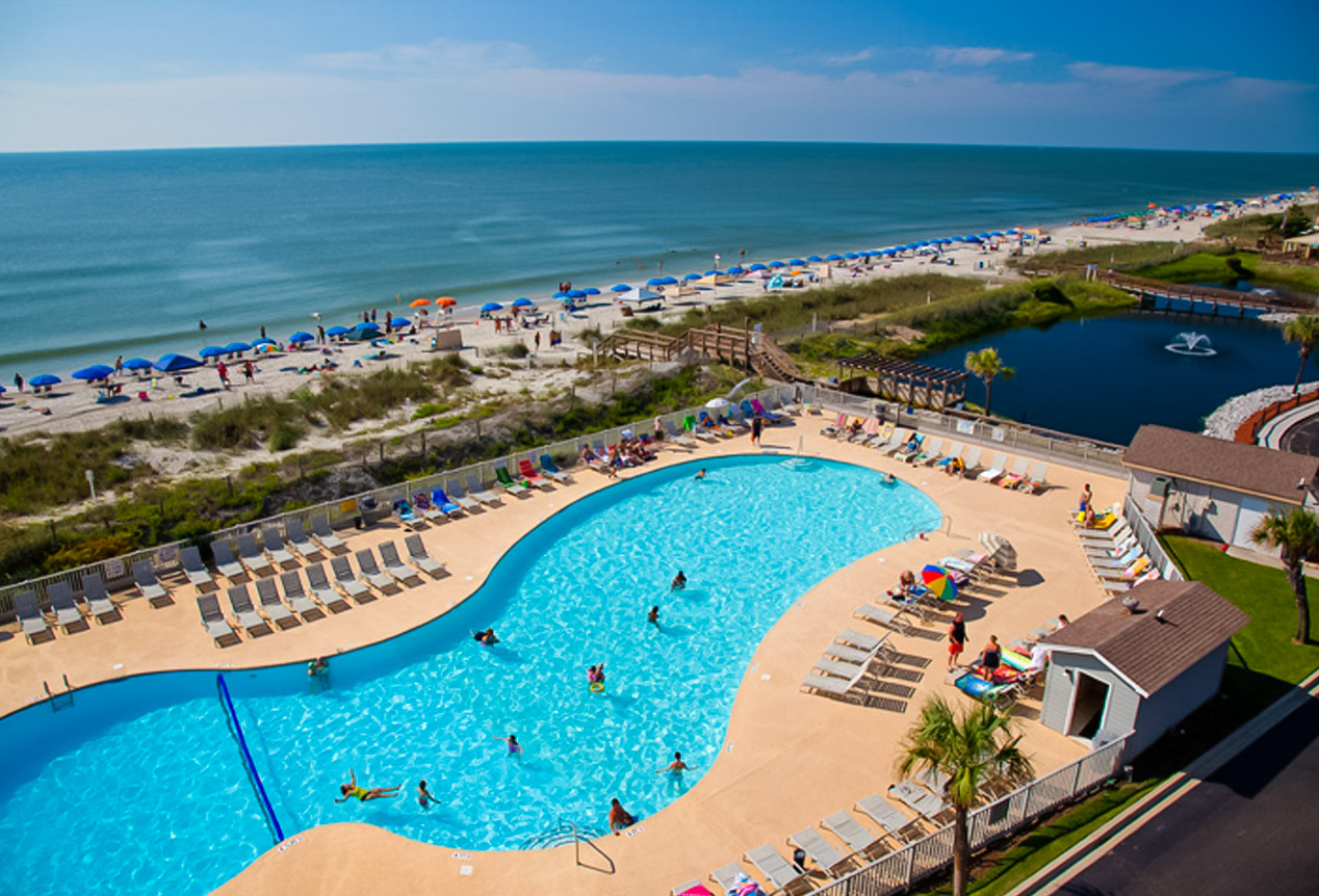 Myrtle Beach Resort oceanfront view with pool